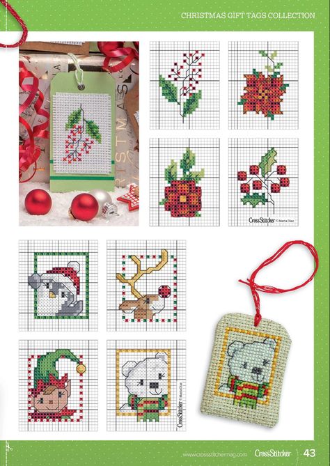 Holiday Cross Stitch Patterns, Christmas Gift Tags Handmade, Cross Stitch Freebies, Holiday Cross Stitch, Xmas Cross Stitch, Cross Stitch Christmas, Cross Stitch Christmas Ornaments, Stitch Gift, Cross Stitch Love