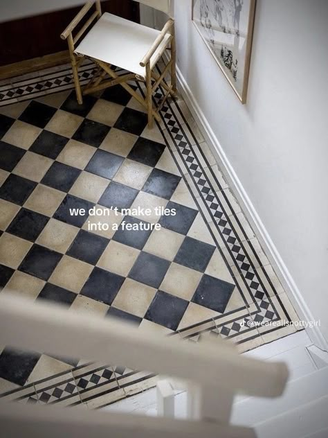 Checkered Floor, Checkerboard Floor, Black And White Tiles, White Tiles, Decor Minimalist, Floor Design, Dream Home Design, Tile Design, House Inspo