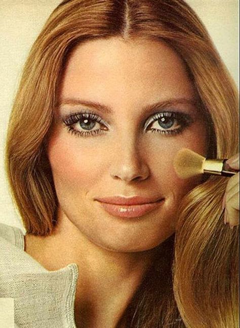 The-1970s-Face---Revlon Blush                              … 1970s Eyebrows, 1968 Makeup, 1970s Disco Hair, 1970 Makeup, 70’s Makeup, 70s Makeup Look, 70s Make Up, 1970's Makeup, Revlon Blush