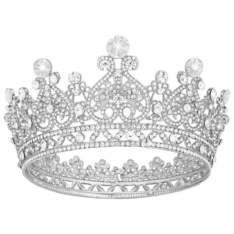 Crown Silver Tiara for Women Queen-Crystal Rhinestone Hair Jewelry Decor for Ladies Girls Bridal Bride Princess Quinceanera Birthday Wedding Pageant Prom Homecoming Halloween Costume Party Queen Crown Design, Crowns For Wedding, Tiara Cake, Crowns For Women, Crown Women, Pageant Costumes, Pageant Crowns, Vintage Tiara, Crown Birthday