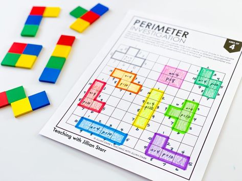 Perimeter 3rd Grade Activities, Area Lesson 3rd Grade, Perimeter Activities 3rd Grade, Area And Perimeter Anchor Chart, Teaching Perimeter, Area And Perimeter Activities, Area Math, Math Measurement Activities, Teaching Area