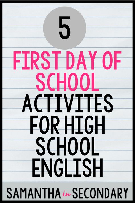 5 first day of school activities for high school ELA High School Beginning Of Year Activities, First Day Of School Writing Activities, Ela First Day Of School Activities, 8th Grade First Day Of School Activities, High School Ela First Day Activities, Fun First Day Of School Activities High School, First Day Of School Activities 8th Grade Ela, High School English Syllabus, First Day English Class Activities