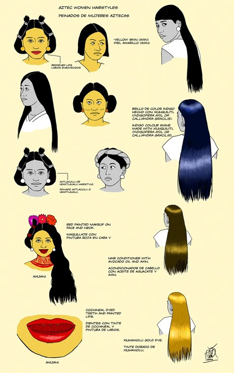 Aztec Women Hairstyles by Kamazotz Aztec Women, Aztec Clothing, Aztec Civilization, Aztec Empire, Ancient Aztecs, Mexico History, Aztec Culture, Aztec Warrior, Mayan Culture