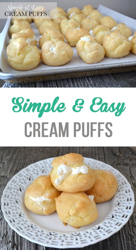 Easy Cream Puffs, Cream Puffs Recipe Easy, Homemade Cream Puffs, Cream Puffs Easy, Cream Puffs Recipe, Recipes Pastry, Cream Puff Recipe, Puff Recipe, Easy Cream