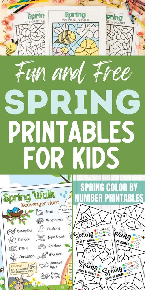 Collage of free spring printables for kids, including worksheets, coloring pages, activity sheets, and games. Spring Crafts For School Age Kids, Indoor Spring Activities For Toddlers, Spring Activities For School Age Kids, Activities For Kids At Home Printable, Free Spring Activities For Preschool, Spring Ece Activities, Spring Printables Free Kids, Spring Activity Sheets, Outdoor Spring Activities