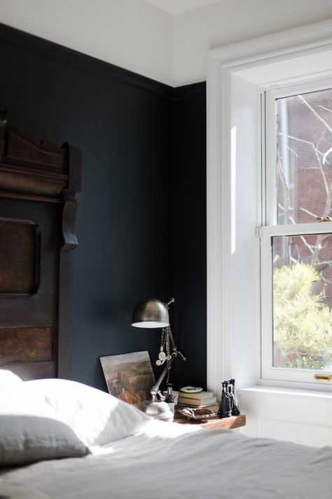 Who Needs an LBD When You Have These 15 Black Bedroom Ideas | Hunker Black Walls Bedroom, Black Bedroom Ideas, Black Accent Walls, Dark Bedroom, Accent Wall Bedroom, Black Bedroom, Bedroom Black, Kids Room Design, Large Bedroom