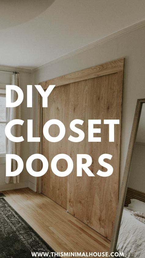 Closet Doors For Long Closet, How To Make Sliding Closet Doors, Sliding Wardrobe Doors Diy, Bedroom Closet Sliding Doors, Diy Closet With Doors, Diy Wardrobe Sliding Doors, Sliding Closet Doors Ideas, Sliding Closet Doors Makeover Diy, Update Sliding Closet Doors