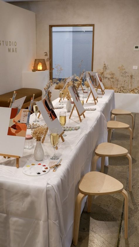 Wine And Paint Party Ideas Girls Night, Drink And Paint Party Ideas, Bachelorette Birthday Party Ideas, Hens Paint And Sip, At Home Paint And Sip Party Decor, Paint Party Bachelorette, Bachelorette Party Paint Night, Boho Paint Party, Bridal Shower Painting Party Canvas