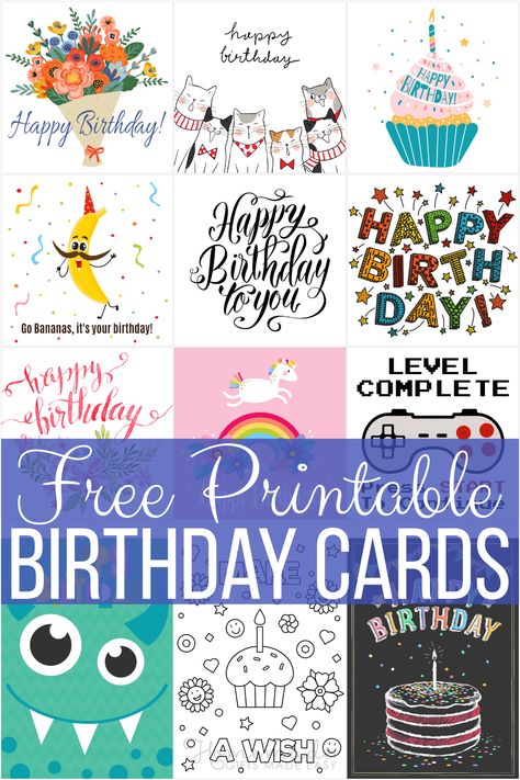 Free Printable Birthday Cards Birthday Cards For Family, Best Wishes Card Printable, Birthday Greeting Cards Diy, Cute Birthday Cards Printable, Free Printable Birthday Decorations, Diy Card Templates, Coloring Cards Printable, Foldable Birthday Cards Free Printable, Free Greeting Cards Printables