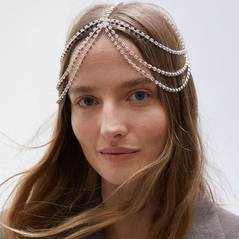 Layered Fringe Hair Accessories Rhinestone Forehead Jewelry Crystals For Women Fashion Headwear Chain Headpiece Beaded Headpiece, Chain Headpiece, Tiara Headpieces, Headpiece Diy, Hair Chains, Headband Jewelry, Headpiece Jewelry, Crystal Headpiece, Chain For Women