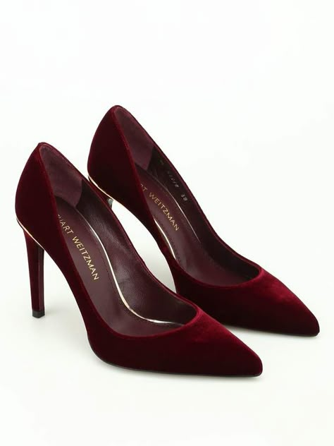 Curvia Velvet Pumps Stuart Weitzman bordeaux pumps burgundy high heels