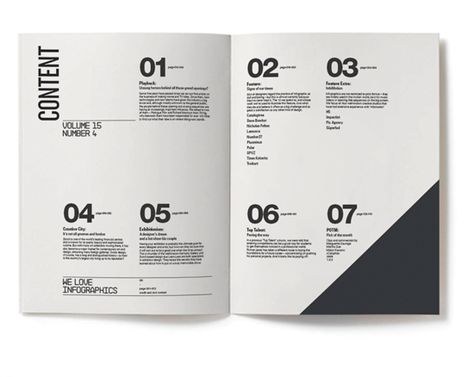 Designing the Perfect Table of Contents: 50 Examples to Show You How – Design School Contents Page Design, Table Of Contents Design, Design De Configuration, Graphic Design Magazine, Cv Inspiration, Mises En Page Design Graphique, Magazine Layout Inspiration, Contents Layout, Book And Magazine Design