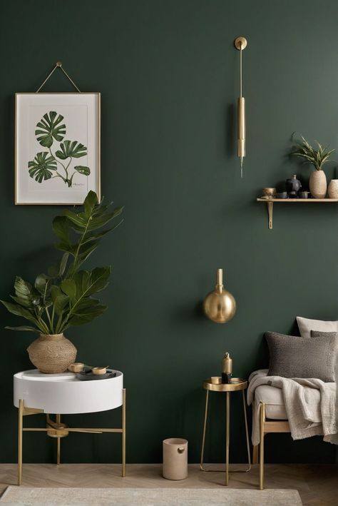 Free Beginners Guide to Green Living Room Decor Behr Deep Viridian, Perfect Dark Green Paint Color, Peacock Green Paint Colors, Dark Green And Cream Bathroom, Bathroom Paint Colors Bold, Deep Wall Colors, Dark Green Chair Rail, English Ivy Paint Color, Half Bathroom Green Walls