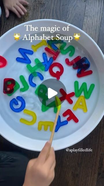 Gina, M.SpEd, CAGS Ed. on Instagram: "If there was one activity that I could highly recommend, to you, it’s this one.   It’s engaging. It’s working fine motor skills. It’s color identification & letter names & letter sounds & early literacy skills all combined into one simple sensory set-up.   When she first started doing this, she just played. She scooped & dumped & poured & served me up some letter soup in bowls. You can see the baby splashing around! She made some observations, but I didn’t push the letter names or the sounds.  Then she got curious & we talked about colors. Sometimes we sorted. Sometimes we made a pattern. Sometimes we talked about curvy lines & straight lines. Sometimes we said absolutely nothing.   Then she got really curious & we started talking about letter names & Letters Identification Activities, Sound Identification Activities, Color Identification Activities, Letter Identification Activities, Alphabet Line, Letter Names, Letter Identification, Letter Matching, Name Letters