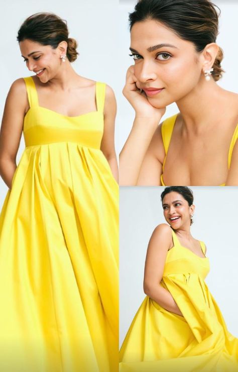 Dipika Padukone Padmavati Look, Dipika Padukone Piku Look, Deepika Padukone Modelling Days, Lemon Colour Dress, Deepika Padukone Yellow Dress, Deepika Padukone In Black Dress, Dipika Padukone, Cute Pregnancy Pictures, Deepika Padukone