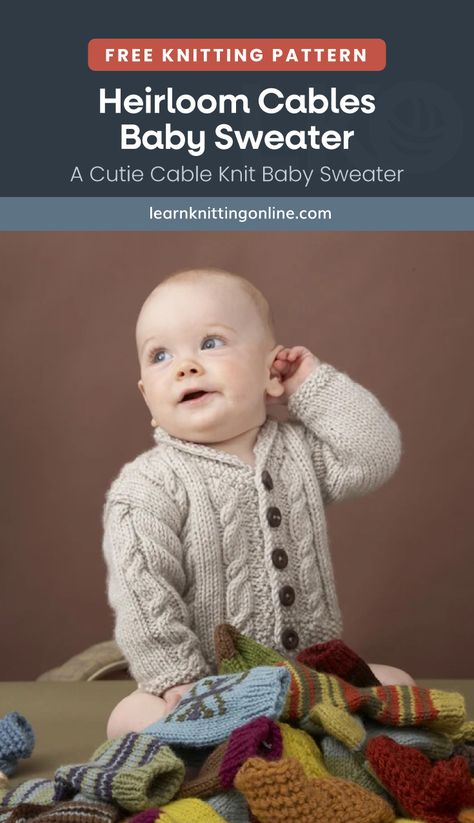 Cable Sweater Pattern Free, Cable Knit Sweater Pattern Free, Free Aran Knitting Patterns, Sweater Free Knitting Pattern, Cable Cardigan Knitting Patterns, Cable Sweater Pattern, Baby Boy Knitting Patterns Free, Knit Baby Sweater, Knitting Space