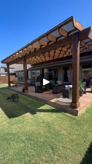 807K views · 7.3K reactions | 30x14 SkyPoly Pergola COMPLETE ✅ in Denton, Tx. This 400 square foot beauty was 8x8 posts and 4x12 headers. We also rocked the wood vibe stamped concrete. SkyLift Roof Riser tie in and SkyPoly Tinted Bronze Roof.   DM us or TEXT 972-342-1645 to get a quote for a pergola roof or a pergola!   #pergola #patiocover #pergoladesign #patiocover | Cover Your Pergola Pagola Ideas Backyards, Pagola Ideas Design, Pagola Ideas, Concrete Pergola, Bronze Roof, Skypoly Pergola, Roof Riser, Pergola Roof, Garden Patio Ideas