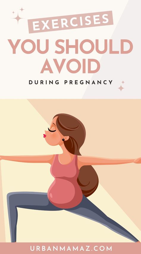 Want to learn about the exercises you should avoid during pregnancy? Check out this list of exercises to avoid during pregnancy. Fit While Pregnant, Ab Exercises For Pregnant Women, Prenatal Hip Stretches, Workout Pregnant, Workout While Pregnant, Core Exercises For Pregnancy, Fitness Pregnancy, Pregnancy Strength Training, Yoga For Pregnancy