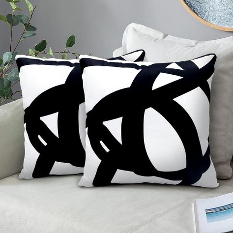 Black And White Living Room Decor, Boho Pillow Covers, Black And White Living Room, Line Print, Black And White Pillows, Custom Pillow Covers, Black Pillows, Black And White Decor, Outdoor Throw Pillow