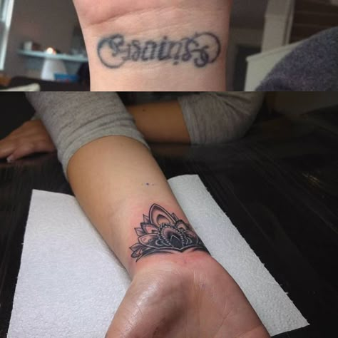 People With Tattoos, Tatuaje Cover Up, Mandala Wrist Tattoo, Infected Tattoo, Cover Up Tattoos For Women, Fonts Tattoo, Wrist Tattoo Cover Up, Tattoo Family, Tattoo Lion