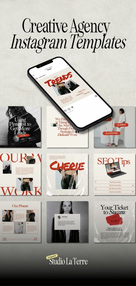 Elevate your Instagram feed with professionally designed red Instagram templates, perfect for creative #Social_Media_Design_Portfolio #Editorial_Social_Media_Design #Creative_Agency_Instagram_Feed #Marketing_Agency_Instagram_Feed Business Services Ideas, Magazine Social Media Design, Business Coach Aesthetic, Business Stories Instagram, Marketing Agency Instagram Feed, Instagram Feed Ideas Business, Graphic Designer Instagram, Social Media Marketing Aesthetic, Instagram Design Ideas