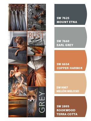 Copper And Grey, Bathroom Decor Ideas Themes, Pintura Exterior, Color Schemes Colour Palettes, Vanity Ideas, Grey Color Palette, Room Color Schemes, Organization Decor, Bedroom Paint Colors