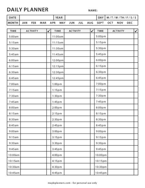 15 Minute Planner, 15 Minute Day Planner, Time Organization Ideas, Daily Schedule Template Time Management, Daily Hourly Schedule Printable Free, Time Slots Template, Daily Planning Template, Daily Time Blocking Printable Free, Daily Time Blocking Template