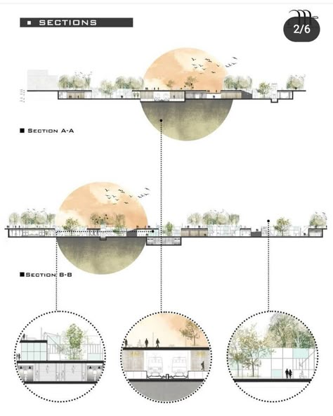 Urban Elevation Architecture, Architectural Plan Drawing, Design Sheets Architecture, Trees In Architecture, Urban Design Sheets, Architecture Sheet Presentation, Conceptual Section, Textured Architecture, Architectural Section Drawing