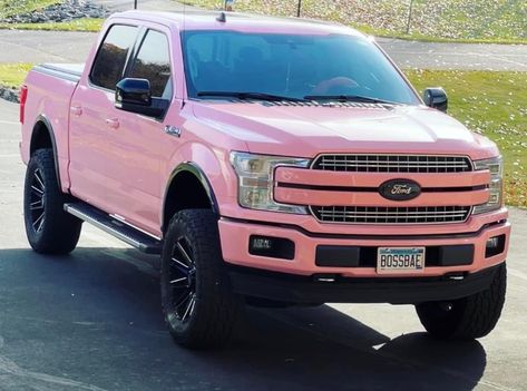 Pink And Black Truck, Pink Pickup Truck, Pink Ford Truck, Pink Lifted Trucks, Pink Chevy Trucks, Pink Trucks, Lifted Ford Truck, Ford Girl, Pink Cars