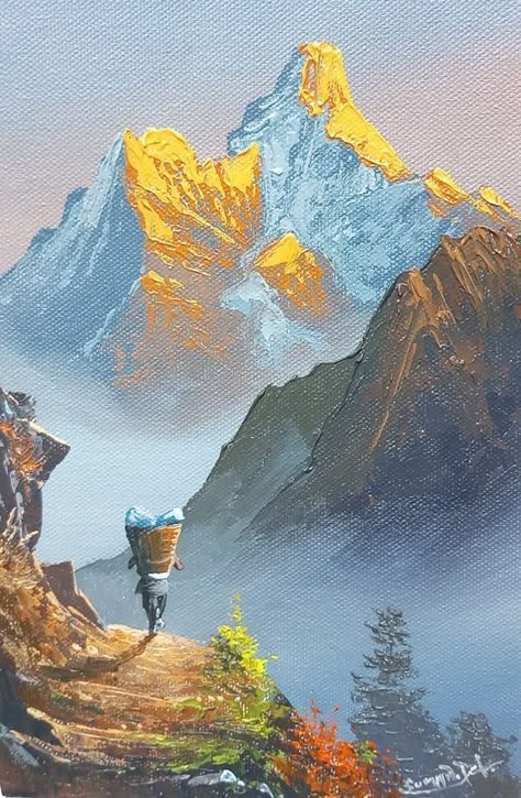 (20+) Himalaya of Nepal – Posts | Facebook Nepal Painting Acrylic, Nepal Art Painting, Nepal Painting, Based Drawing, Landscapes To Paint, Ama Dablam, Heritage Paint, Himalayas Nepal, Potrait Painting