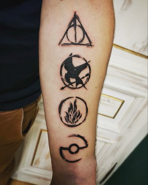 Pokémon Tattoo Ideas, Divergent Tattoo Ideas, Matching Pokemon Tattoos, Pokemon Symbols, Gaming Tattoo Ideas, Hunger Games Tattoo, Divergent Tattoo, Pokemon Tattoo Ideas, Games Tattoo