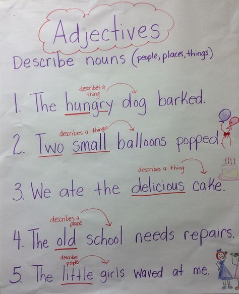 Adjectives | Balloon pop, Adjectives, Nouns