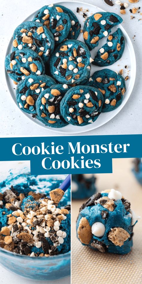 Cookie Recipes Monster Cookies, Cookie Monster Chocolate Chip Cookies, Cookie Recipes For Halloween, Large Soft Cookies, Dessert Ideas For Family Gathering, Cookie Mix Ins, Halloween Deserts Cookies, Fun Yummy Recipes, Fun Recipes For Dessert