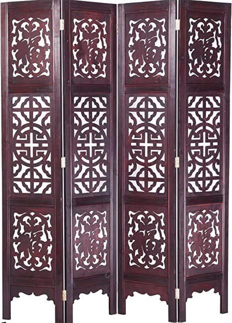 Vintage Oriental Style 4 Panels Screen Room Divider FUR1009 Folding Room Divider, Screen Room Divider, Stair Climber, Folding Room Dividers, Crimson Peak, Screen Room, Wooden Screen, Room Divider Screen, Bamboo Shades