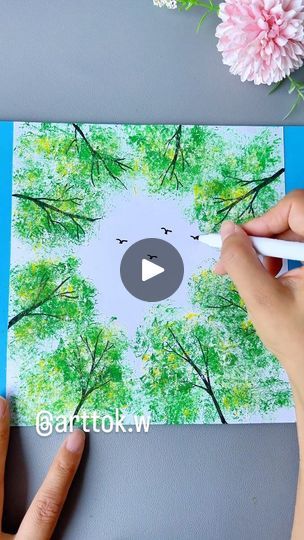 Tree Art For Kids, Painting Activities For Kids, Artwork For Kids, Paint Trees, Drawing Ideas For Kids, Children Drawing, Creative Arts Therapy, Craft Work For Kids, Painting Trees