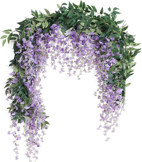 JUSTOYOU 2PCS 7FT Artificial Wisteria Vine Garland Fake flower Wisteria Garlands for Outdoor Indoor Wedding Wall Badroom Decoration(Purple) Wisteria Wall, Fake Wall, Outdoor Indoor Wedding, Chinese Wisteria, Fake Walls, Wisteria Vine, Vine Garland, Wisteria Tree, Wall Flowers