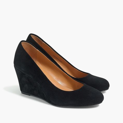 Shop J.Crew Factory for the Suede Sylvia wedges for Women. Find the best selection of Women Clothing available in-stores and online. Casual Shoes Women Flats, Low Wedge Sandals, Black Leather Wedges, Mary Elizabeth, Black Wedge, Wedge Pumps, Suede Wedges, Black Wedges, Work Clothes