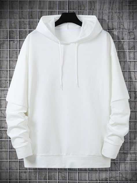 Free Returns ✓ Free Shipping On Orders $49+ ✓. Men Solid Drawstring Hoodie- Men Sweatshirts at SHEIN. White Hoodie Outfit Men, Off White Hoodie Men, White Hoodie Outfit, Hoodie Outfit Men, White Hoodie Men, Off White Hoodie, Mens Casual Suits, Black Outfit Men, Hype Clothing