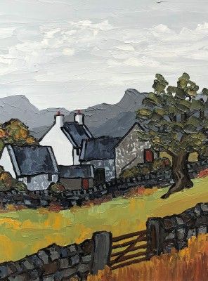 British Paintings, Red Rag, Pool Art, Scottish Art, Crochet Shawls, Mountain Road, Unique Paintings, British Art, Naive Art