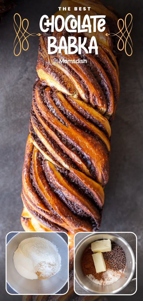 Chocolate Coffee Bread, Babka Packaging, Dark Brown Bread, Chocolate Twist Bread, Chocolate Brioche Buns, Homemade Chocolate Bread, Yeast Dessert Recipes, Babka Filling Ideas, Banana Babka