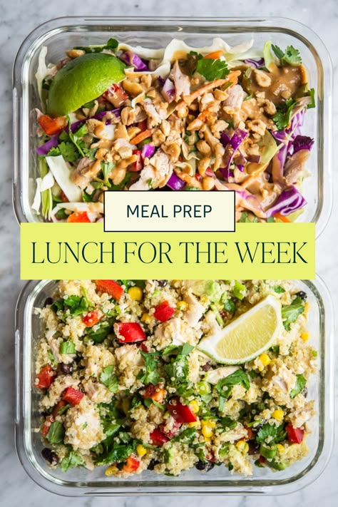 Power Lunch Ideas, Simple Lunch Prep For The Week, Healthy Meal Prep For The Week On A Budget, Healthy No Cook Meal Prep, Healthy Pre Made Lunches, Lunch Salad Prep For The Week, Quick Healthy Lunch Meal Prep, Simple Meal Prep Lunch Ideas, Filling Meal Prep Lunches