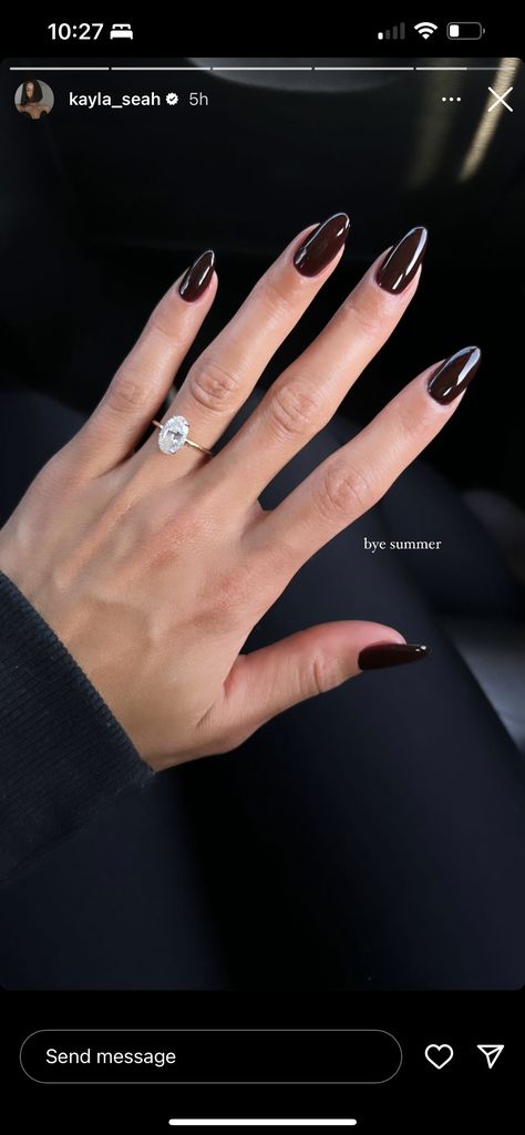 Dark Brown Fall Nails, Fall Nails Dark, Dark Brown Nails, Brown Fall Nails, Fall Nails 2023, Nails Dark, Milky Nails, Casual Nails, Brown Fall