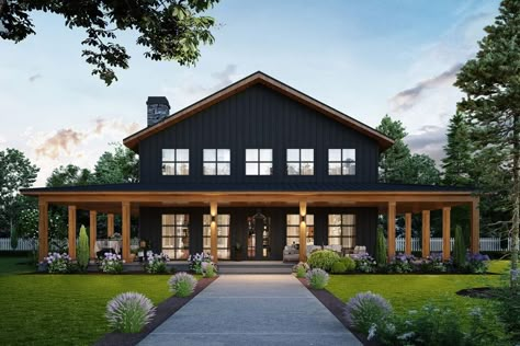 BM3945-Black Barndominium - Buildmax House Plans Steel Building Homes, Barndominium Plans, Barn House Design, Barn Style House Plans, Farmhouse Barndominium, Barndominium Floor Plans, Barn Style House, Barn Homes, Metal Building Homes