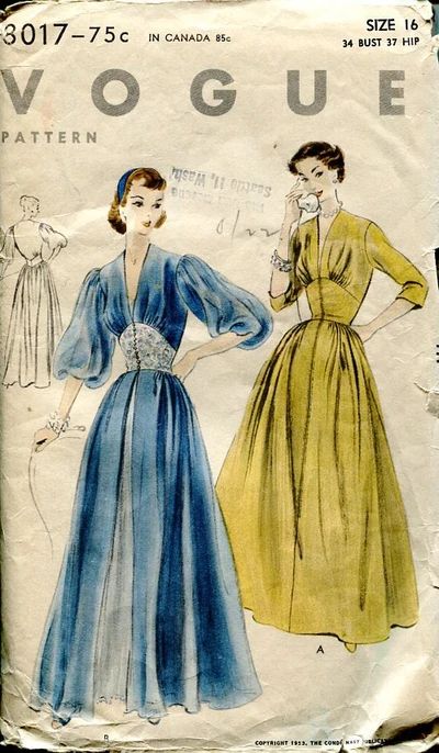 Sleepwear Vintage, Dressing Gown Pattern, Vintage Clothes Patterns, Vintage Loungewear, Vintage Vogue Patterns, Vintage Vogue Sewing Patterns, 1950s Sewing Patterns, Gown Pattern, Vintage Dress Patterns