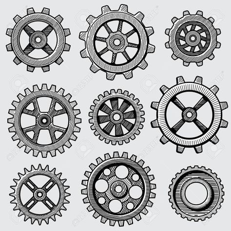 Vintage Saat, Gear Drawing, Steampunk Drawing, Gear Tattoo, Cog Wheel, Factory Machine, Steampunk Tattoo, Steampunk Aesthetic, Clock Gears