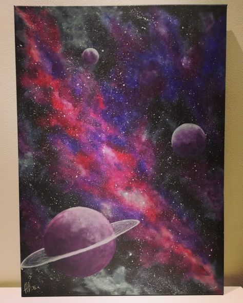 Oil Pastel Planet Art, Universe Painting Ideas, Universe Oil Painting, Oil Pastel Space Art, Astronomical Painting, How To Paint Space, Paintings Of Space, Multiverse Art Universe, Trippy Galaxy Painting