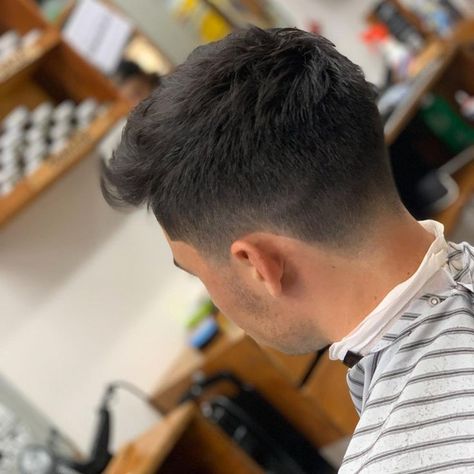 Fade Ideas For Men, Blended Fade Mens Haircut, Light Fade Haircut Men, Scissor Fade Haircut, Normal Haircut For Men, Textured Quiff Men's Hairstyle, Mid Fade Haircut Men Hairstyle Short, Low Taper Haircut, Simple Haircut