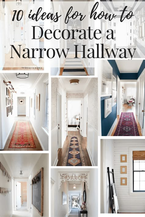 Decorate A Narrow Hallway, Decorating A Narrow Hallway, Narrow Hallway Decorating Ideas, Long Narrow Hallway, Narrow Entryway, Apartment Entryway, Hallway Inspiration, Narrow Hallway Decorating, Upstairs Hallway