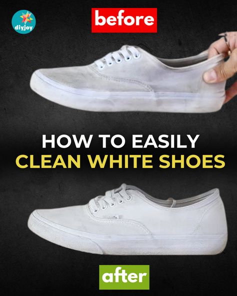 Wondering how to whiten your favorite pair of white shoes? Here's an easy and effective way to clean them and make them white again. Clean White Cloth Shoes, Tennis Shoe Cleaning Hacks, Make White Shoes White Again, How To Whiten White Canvas Shoes, Clean White Canvas Sneakers, Cleaning White Canvas Sneakers, How To Whiten Shoes Sneakers, How To Wash White Vans, How To Clean White Canvas Sneakers