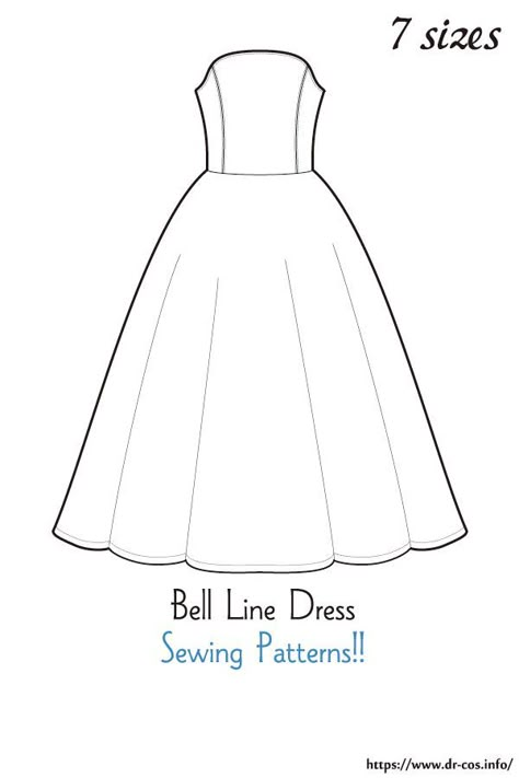 This is the pattern of Bell Line Dress. cm size(A4 size) Children's-140/Ladies'-S,M,L,LL/Men's-L,LL At present, only Japanese. Added the number of fabric meters required for each size Simple Dress Pattern Free, Beginner Sewing Projects Learning, Belle's Dress, Princess Dress Pattern, Christmas Party Costumes, Belles Dress, Fitted Dress Pattern, Mood Patterns, Princess Dress Patterns